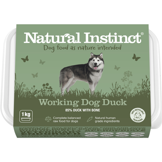 Natural Instinct Working Dog Duck raw dog food 1kg