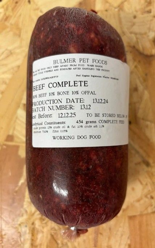 Bulmer Beef Chubb 454g raw dog food