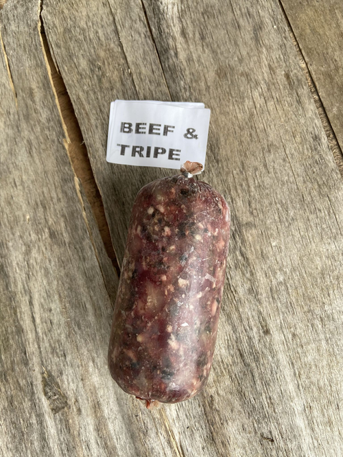 Bulmer Beef & Tripe 80-10-10 Bone Free Chubb 454g raw dog food